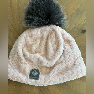Columbia Light Pink Beanie with Dark Pom-Pom